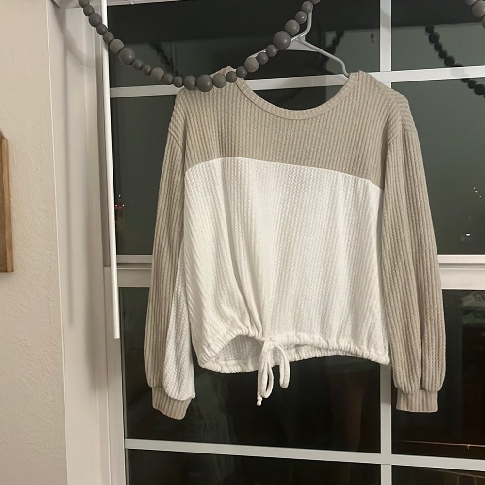 Brown and white top